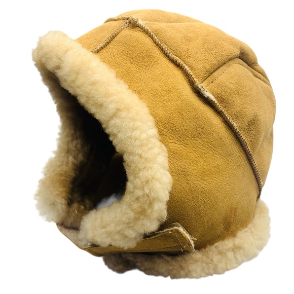 Vintage Genuine Shearling Aviator Trapper Hat – Suede & Wool - Picture 1 of 12